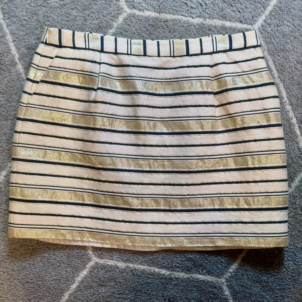 J. CREW Metallic Gold Stripe Mini Skirt in Size 8